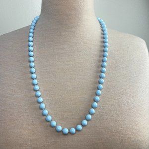 Vintage Pastel Blue Beaded Necklace 30"